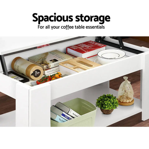 Artiss Coffee Table Lift-top Coffee Table White - Chez Guru