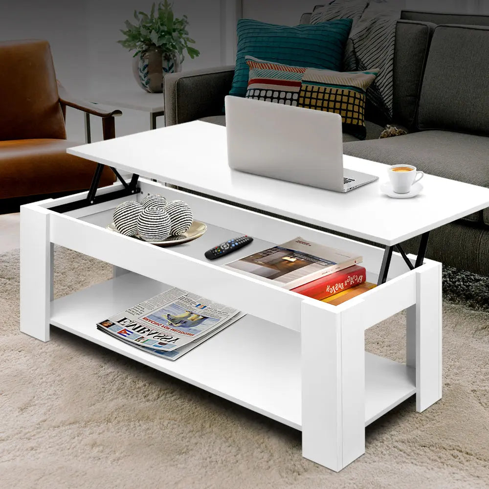 Artiss Coffee Table Lift-top Coffee Table White - Chez Guru