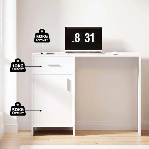 Artiss Computer Desk Drawer Cabinet White 100CM Chez Guru