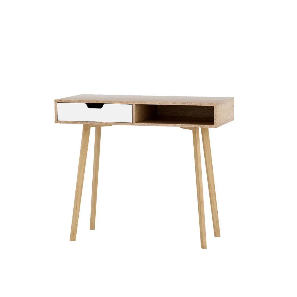 Artiss Computer Desk Drawer Cabinet Shelf Oak 90CM Chez Guru