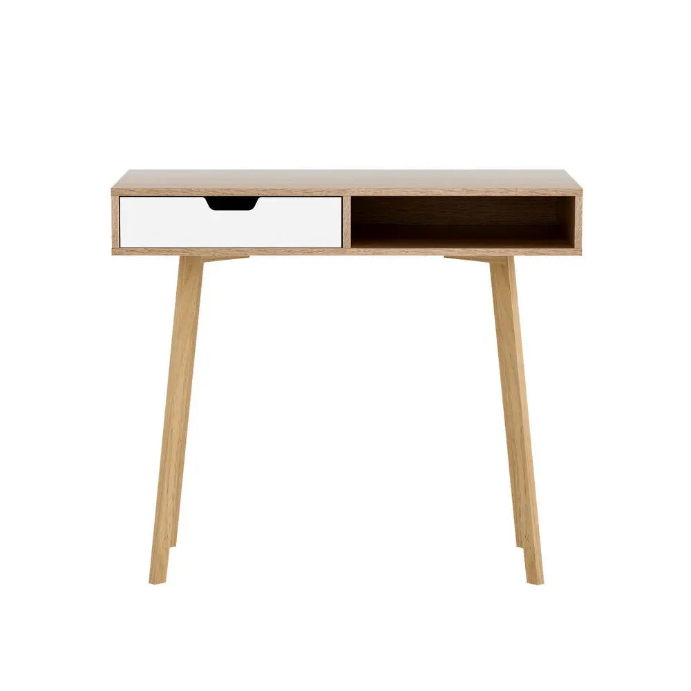Artiss Computer Desk Drawer Cabinet Shelf Oak 90CM Chez Guru