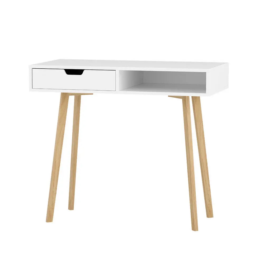 Artiss Computer Desk Drawer Cabinet Shelf White 90CM Chez Guru