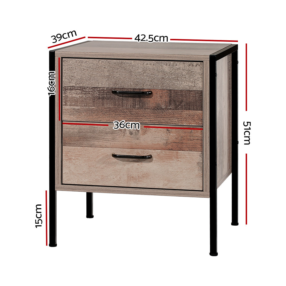 Artiss Bedside Table 2 Drawers - BARNLY Chez Guru