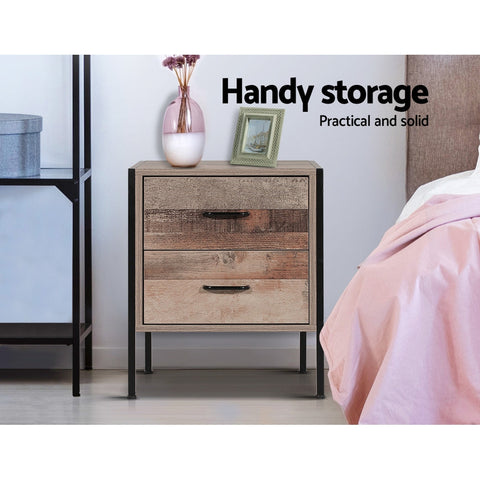 Artiss Bedside Table 2 Drawers - BARNLY Chez Guru