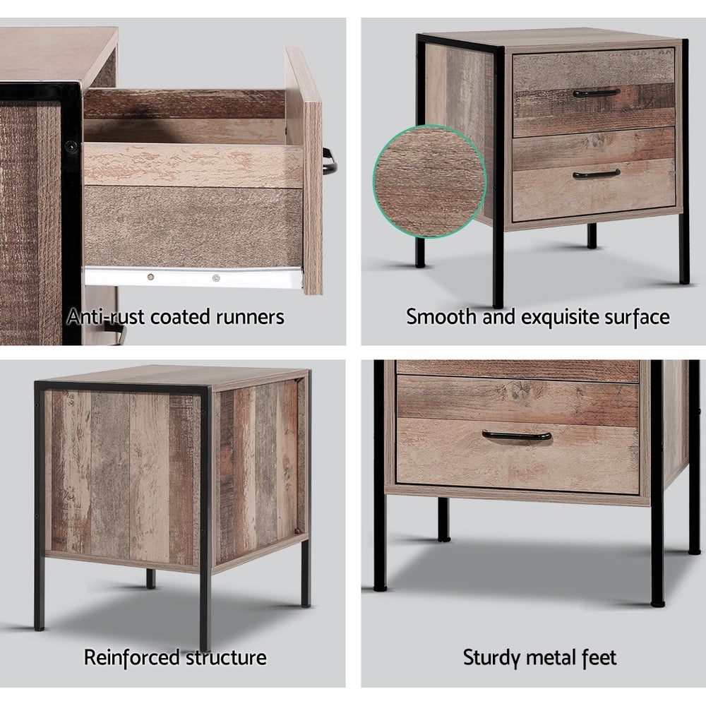 Artiss Bedside Table 2 Drawers - BARNLY Chez Guru