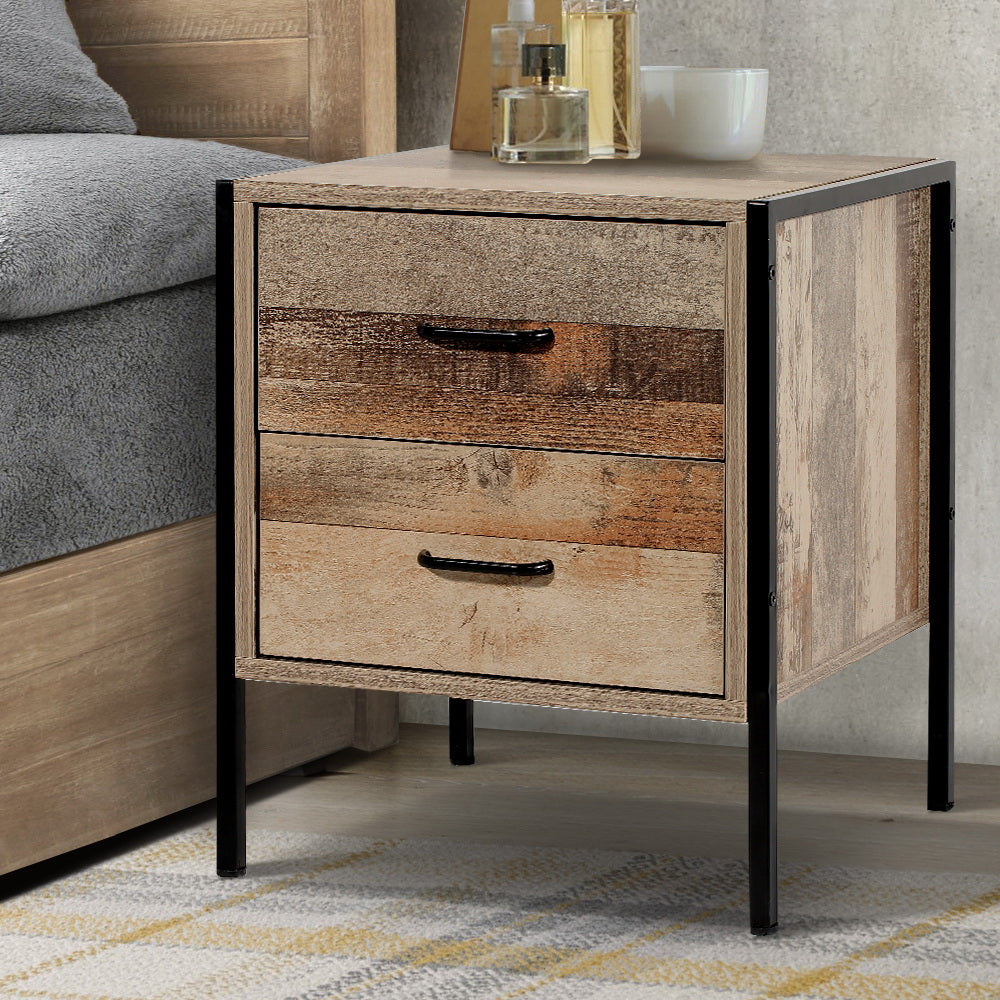 Artiss Bedside Table 2 Drawers - BARNLY Chez Guru