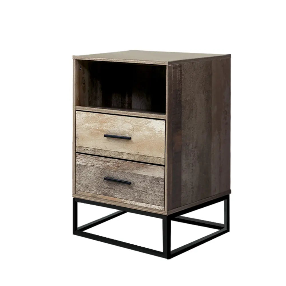 Artiss Bedside Table 2 Drawers with Shelf - BADAN - Chez Guru