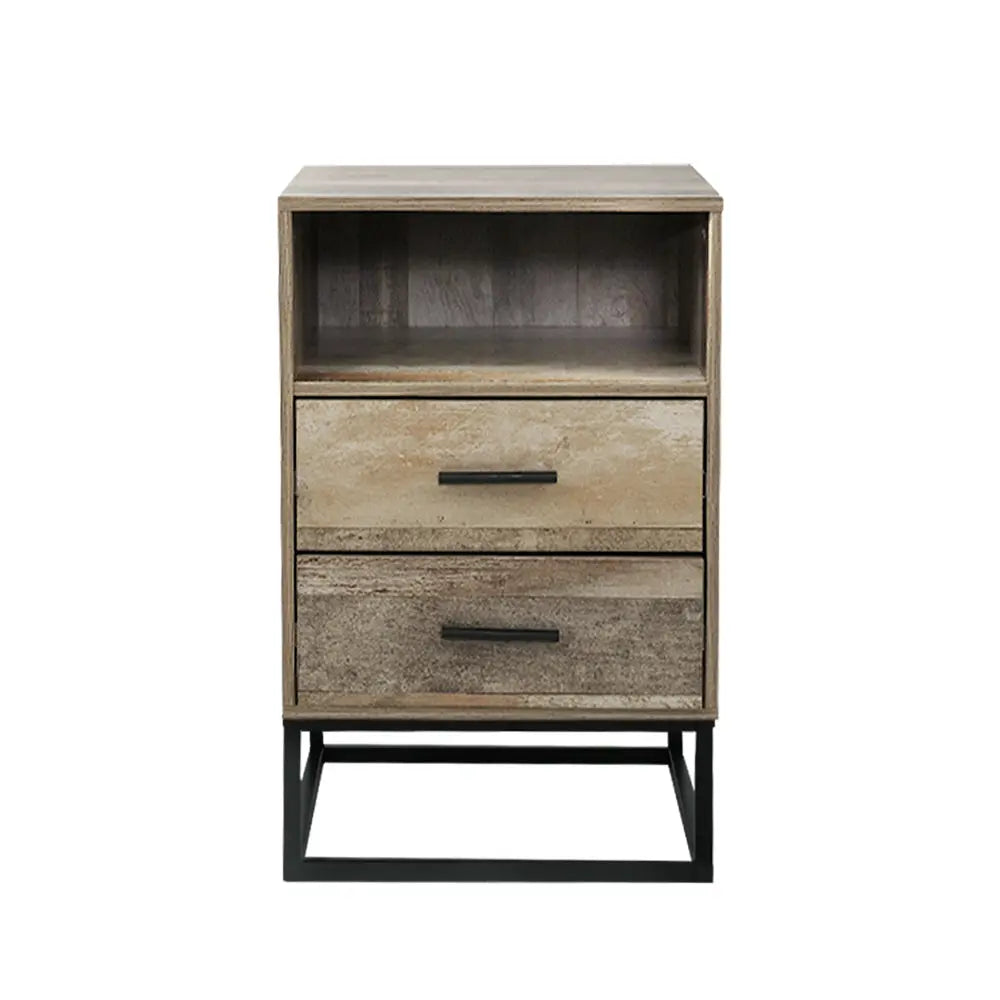 Artiss Bedside Table 2 Drawers with Shelf - BADAN - Chez Guru