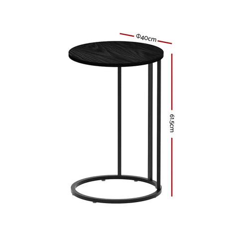 Artiss Coffee Table Side Table Round Black Martha - Chez Guru