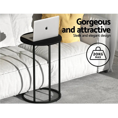 Artiss Coffee Table Side Table Round Black Martha - Chez Guru