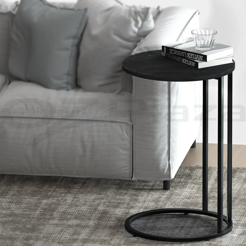Artiss Coffee Table Side Table Round Black Martha - Chez Guru