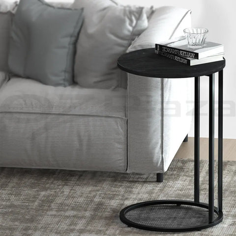 Artiss Coffee Table Side Table Round Black Martha - Chez Guru