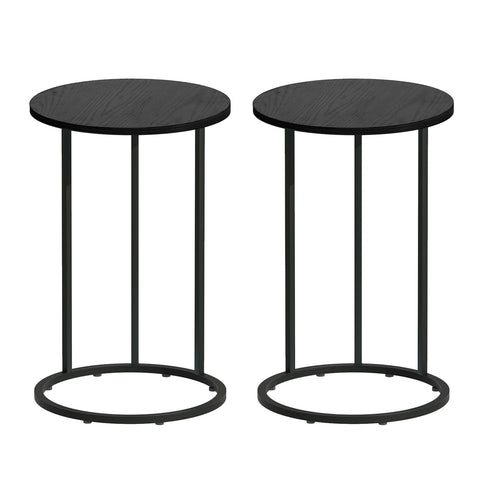 Artiss C Shaped End Table Set of 2 Coffee Table Side Table Round Black