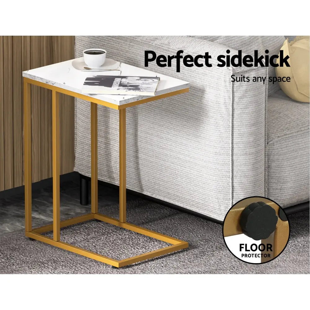 Artiss Coffee Table Side Table Marble Effect Emma Chez Guru