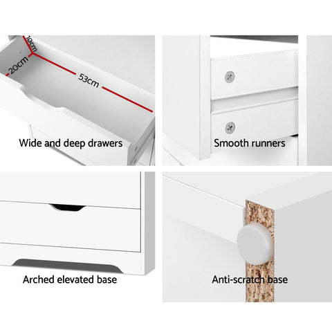 Artiss Bookshelf with Drawers - NANA White Chez Guru