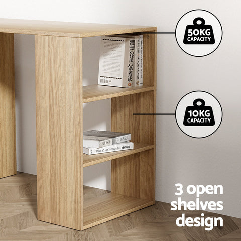 Artiss Computer Desk Drawer Shelf Home Office Study Table Rattan Oak 120CM Chez Guru