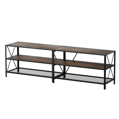 Artiss Entertainment Unit TV Stand 3-tier Display Shelves Vintage Rustic Walnut Chez Guru