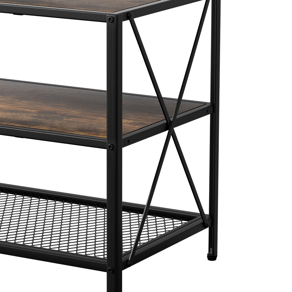Artiss Entertainment Unit TV Stand 3-tier Display Shelves Vintage Rustic Walnut Chez Guru