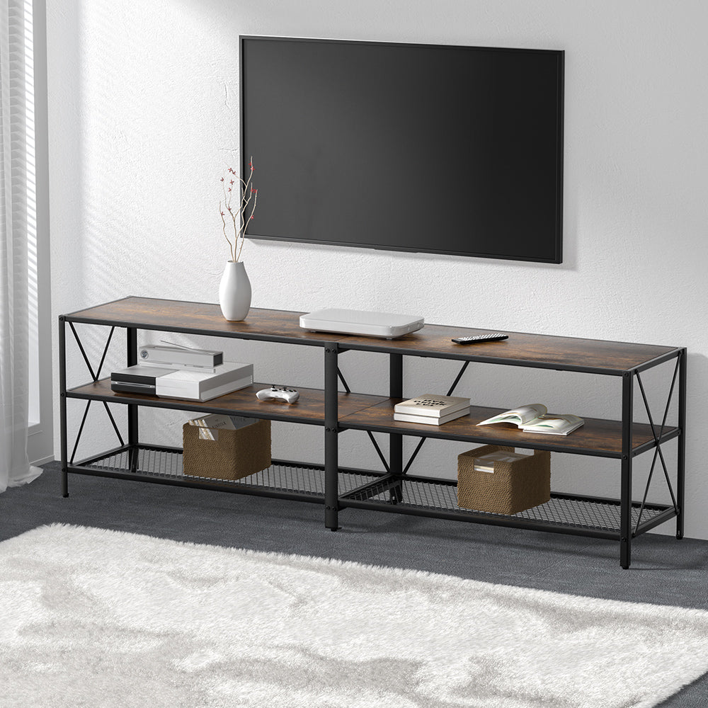 Artiss Entertainment Unit TV Stand 3-tier Display Shelves Vintage Rustic Walnut Chez Guru