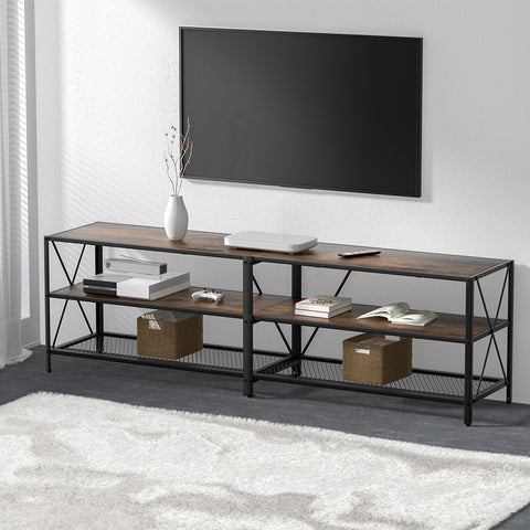 Artiss Entertainment Unit TV Stand 3-tier Display Shelves Vintage Rustic Walnut Chez Guru