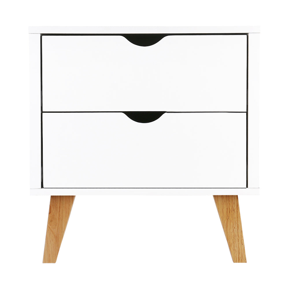 Artiss Bedside Table 2 Drawers - ANDERS White Chez Guru