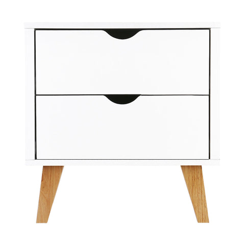 Artiss Bedside Table 2 Drawers - ANDERS White Chez Guru