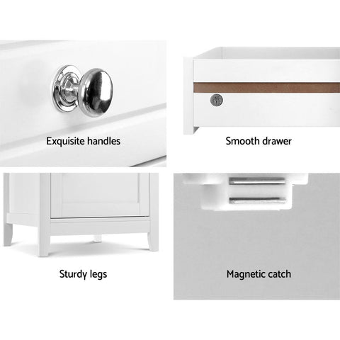 Artiss Bedside Tables Side Table Drawers Nightstand White Chez Guru