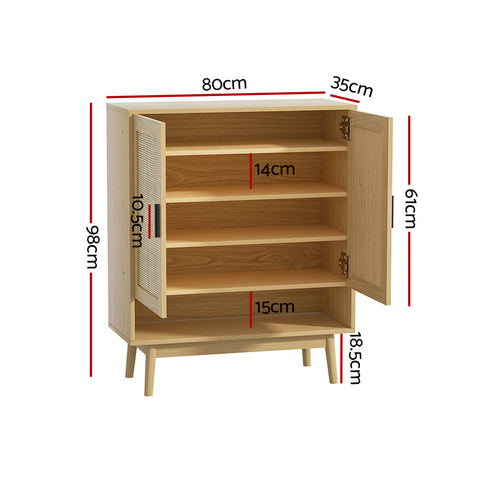 Artiss Shoe Rack Cabinet Rattan 5-tier 20 Pairs Dani Chez Guru