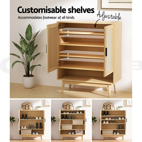 Artiss Shoe Rack Cabinet Rattan 5-tier 20 Pairs Dani Chez Guru