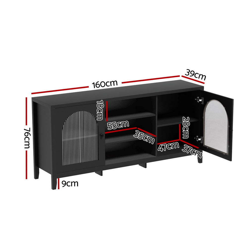 Artiss Buffet Sideboard Shelves Double Doors - Black Chez Guru