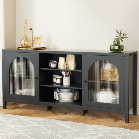 Artiss Buffet Sideboard Shelves Double Doors - Black Chez Guru