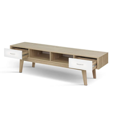 Artiss TV Cabinet Entertainment Unit 180cm Oak White Gary - Chez Guru