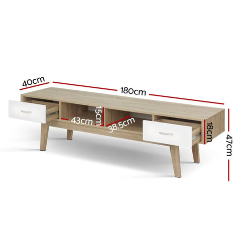 Artiss TV Cabinet Entertainment Unit 180cm Oak White Gary - Chez Guru