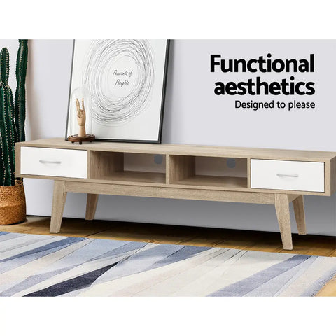 Artiss TV Cabinet Entertainment Unit 180cm Oak White Gary - Chez Guru