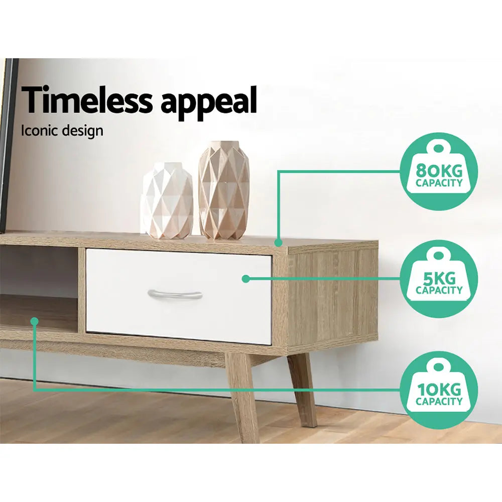 Artiss TV Cabinet Entertainment Unit 180cm Oak White Gary - Chez Guru