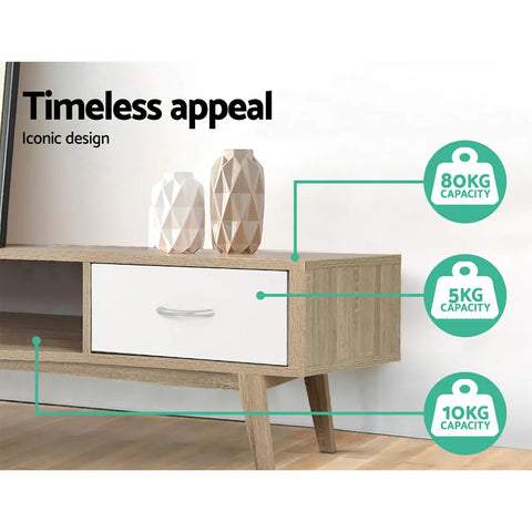 Artiss TV Cabinet Entertainment Unit 180cm Oak White Gary - Chez Guru