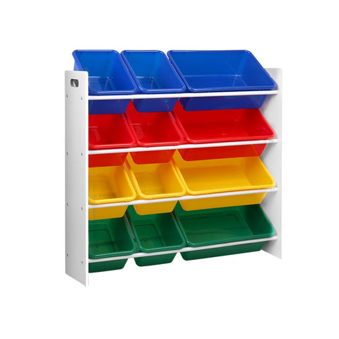 Keezi Kids Toy Box 12 Bins Bookshelf Organiser Children Storage Rack Chez Guru