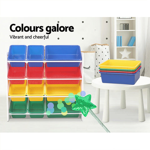 Keezi Kids Toy Box 12 Bins Bookshelf Organiser Children Storage Rack Chez Guru