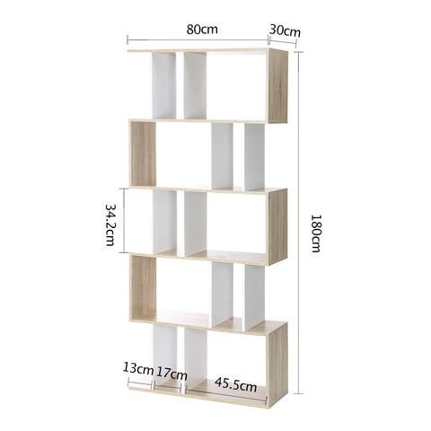 Artiss Bookshelf 5 Tiers - RITA White and Oak Chez Guru