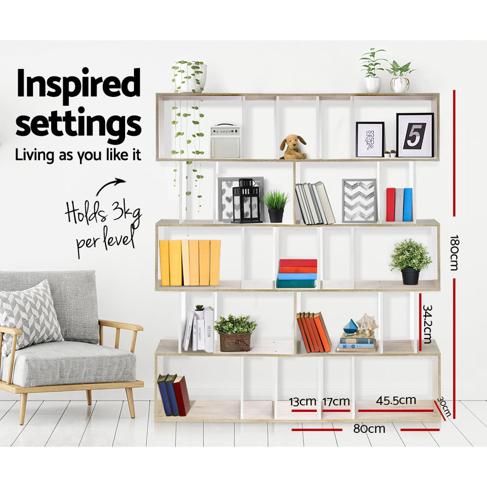 Artiss Bookshelf 5 Tiers - RITA White and Oak Chez Guru