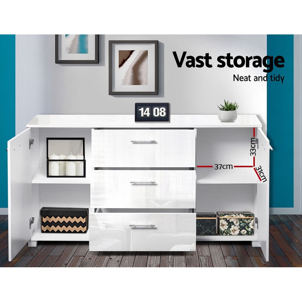 Artiss Buffet Sideboard High Gloss - White Chez Guru