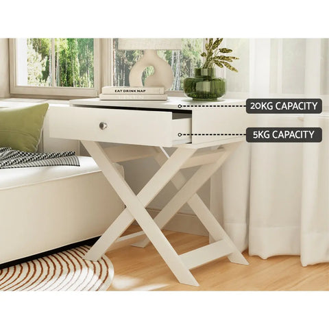 Artiss Bedside Table Drawers Side Table Storage Cabinet Nightstand White QARA - Chez Guru