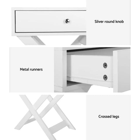Artiss Bedside Table Drawers Side Table Storage Cabinet Nightstand White QARA - Chez Guru