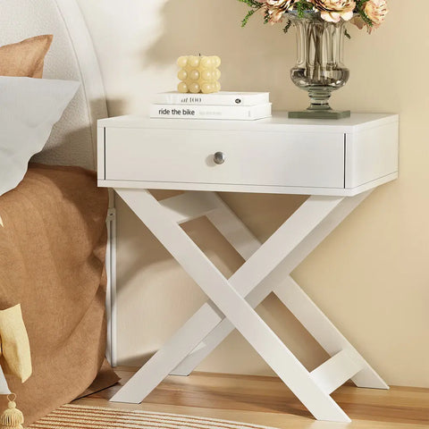 Artiss Bedside Table Drawers Side Table Storage Cabinet Nightstand White QARA - Chez Guru