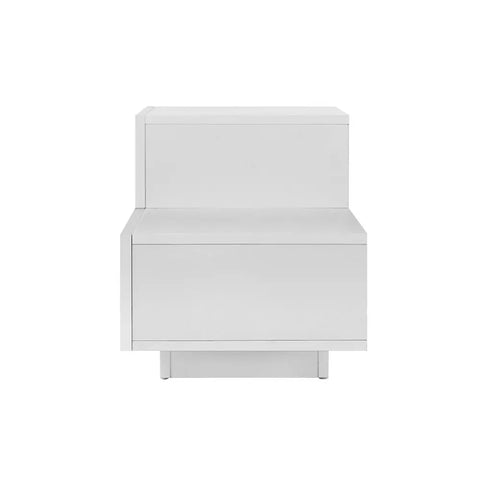 Artiss Bedside Tables LED 2 Drawers - REMI White - Chez Guru