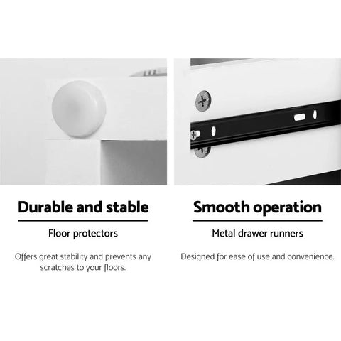 Artiss Bedside Tables LED 2 Drawers - REMI White - Chez Guru