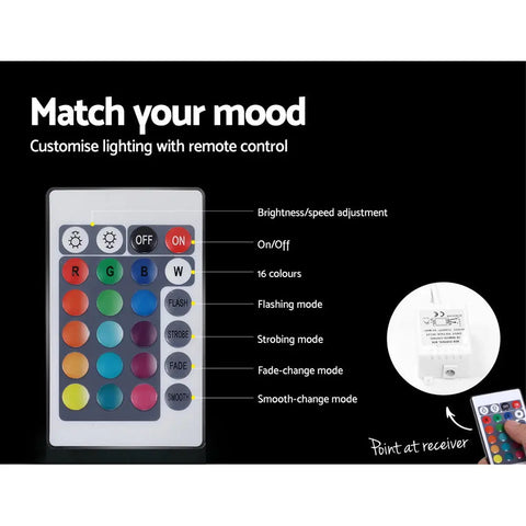 Artiss Bedside Tables LED 2 Drawers - REMI White - Chez Guru