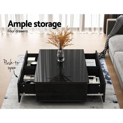 Artiss Coffee Table 4 Drawers Black Trevi - Chez Guru