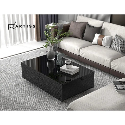 Artiss Coffee Table 4 Drawers Black Trevi - Chez Guru