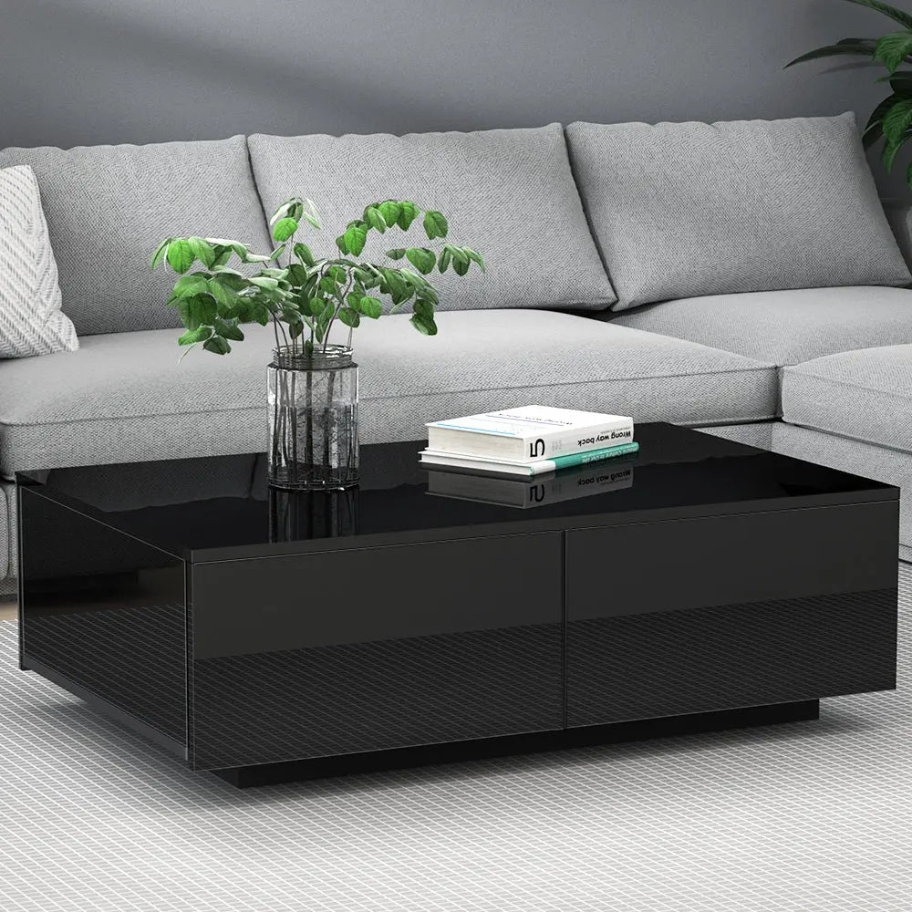 Artiss Coffee Table 4 Drawers Black Trevi - Chez Guru